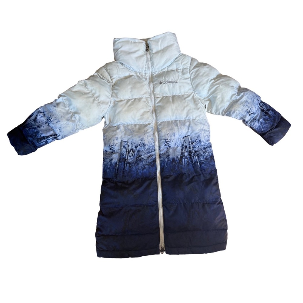 Columbia Disney Frozen II Elsa Long Puffer Jacket Blue Ombre Girls XXS 4/5